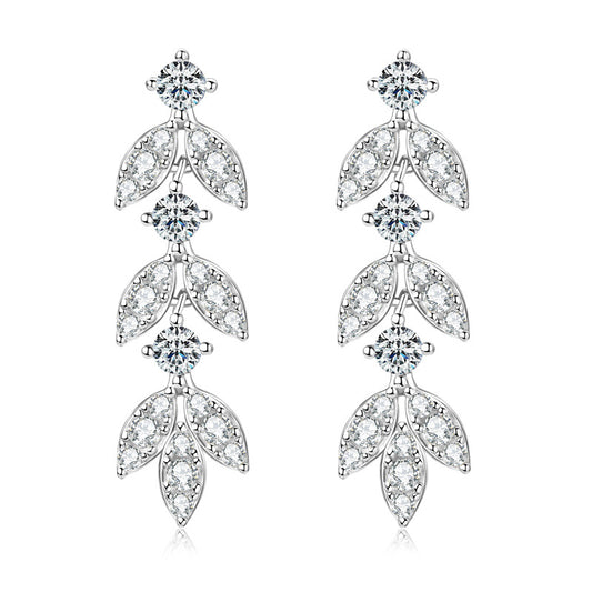 DEC Fringed Leaf Moissanite Earrings