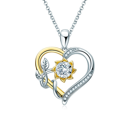 DEC Flowerin Heart 1.0CT Moissanite Necklace