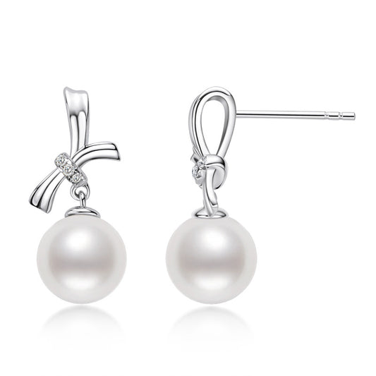 DEC Classic Ribbon-Shaped Freshwater Pearl Earrings