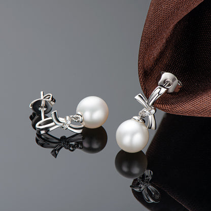 DEC Classic Ribbon-Shaped Freshwater Pearl Earrings