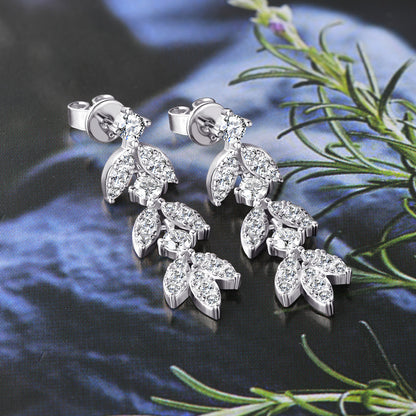 DEC Fringed Leaf Moissanite Earrings