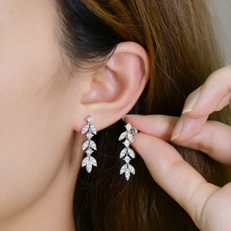 DEC Fringed Leaf Moissanite Earrings