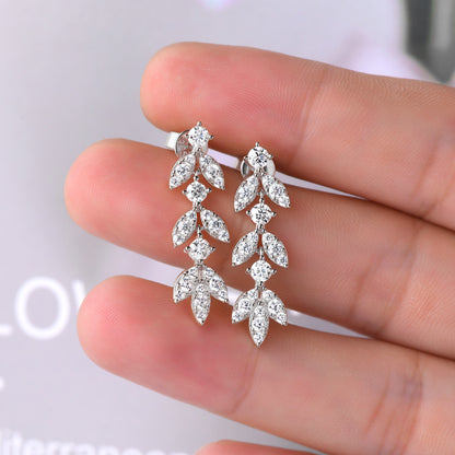 DEC Fringed Leaf Moissanite Earrings