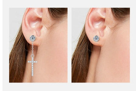 DEC Multi-wear Cross Moissanite Earrings